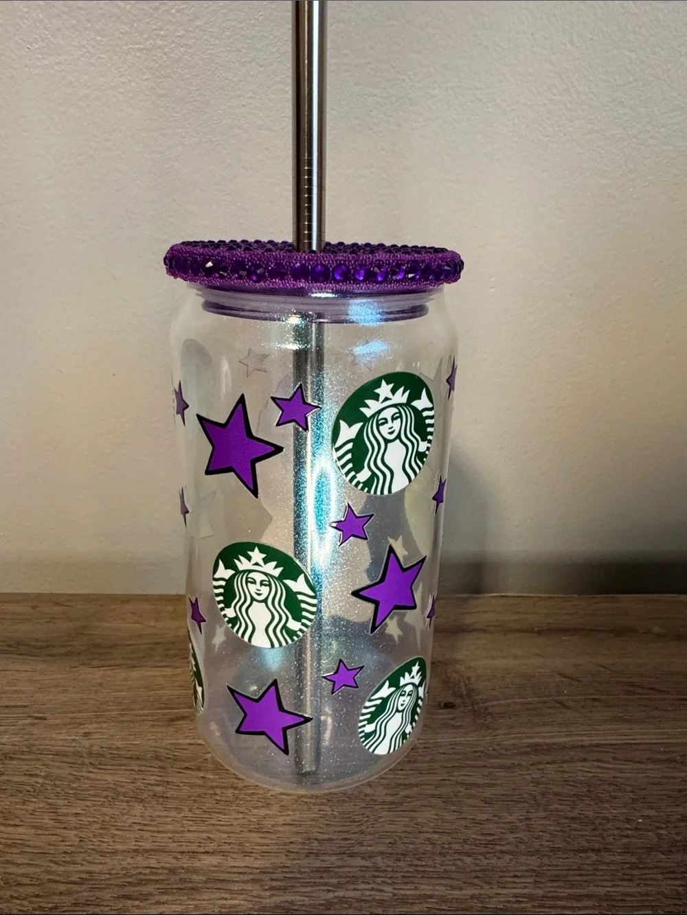 Starbies bear 16oz glass jar with lid
